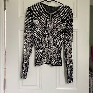 Black and wife Cartise front zip satin and sheer